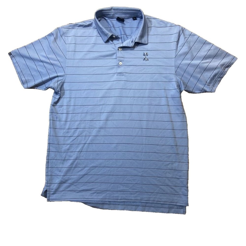 Dunning Golf Men's Striped Polo Shirt Blue Size XL short sleeve Active